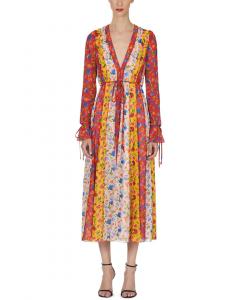 Платье миди Carolina Herrera с V-образным вырезом, розовый