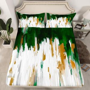 Erosebridal Темно-зеленый комплект постельного белья в современном абстрактном стиле с эффектом масляной живописи, Multi 13