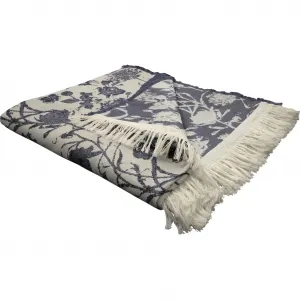 Wohndecke Flower Cuvée в цветочном дизайне, плед Adam, темно-синий