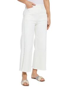 Ноа Высокие укороченные джинсы с широкими штанинами и бахромой в цвете экрю белый Lyssé, белый