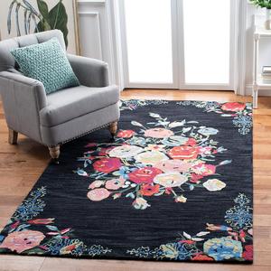 Ковер ручной работы из премиальной шерсти SAFAVIEH, 153 x 244 см, Blossom Collection Black / Pink BLM575Z