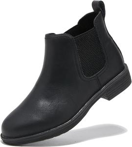 Женские кожаные ботинки Chelsea TRULAND - Классические ботильоны с низким каблуком и легким облегаемым верхом для осени, Black