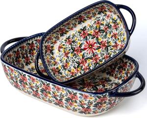 Набор керамических форм Onecci с принтом, 2 предмета, синий/желтый/зеленый