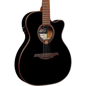 Акустическая электрогитара Lag Guitars Tramontane T118ASCE-BLK Auditorium Slim Cutaway, черная