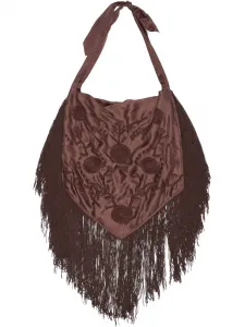 Большая сумка на плечо с вышивкой и бахромой Bimba y Lola, коричневый