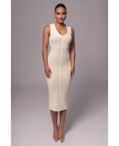 Женское платье без рукавов крупной вязки JLUXLABEL, Ivory