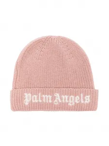 Шапка бини с вышитым логотипом Palm Angels Kids, розовый