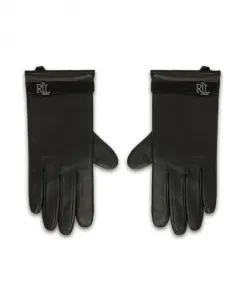 Кожаные перчатки с тисненым логотипом Ralph Lauren, черный
