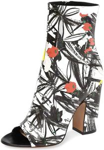 Женские ботильоны XYD с открытым носком, средней высоты, массивным высоким каблуком, блестящей мягкой кожей и боковой молнией, модные ботинки для ежедневной носки, Splash Ink