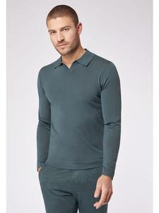 Темно-зеленый вязаный свитер-поло с воротником-поло Roy Robson