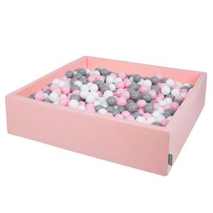 KiddyMoon, сухой квадратный бассейн с шариками 7см 120х30 розовый: бело-серо-пудровый розовый 120х30/600 шариков