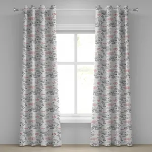 Этническая штора на люверсах ABAKUHAUS, китайский народный мотив Великой Китайской стены с аутентичными драконами и местным культурным принтом с изображением людей, декоративные двухпанельные шторы, 280 см x 260 см, темно-серо-красный Abakuhaus