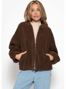 Куртка-бомбер из меха Тедди коричневого цвета SASSYCLASSY