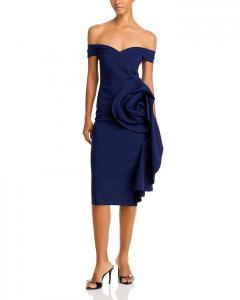 Коктейльное платье с открытыми плечами Chiara Boni La Petite Robe, синий