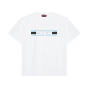 Футболка из хлопкового джерси с принтом GUCCI, белый