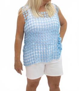 Женский синий топ без рукавов с вязаным узором CHARLIE B