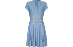 Шестипуговичное платье-мини из тонкой вязки BALMAIN, синий
