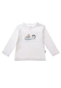 Лилипутская рубашка с длинными рукавами "Пингвин и тюлень" и удобным круглым вырезом Liliput, белый