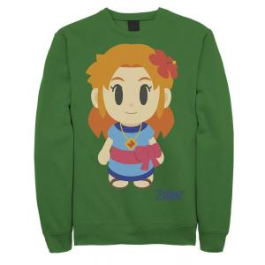 Мужской флисовый пуловер с графическим рисунком в стиле Nintendo Legend Of Zelda Links Awakening Marin Chibi Licensed Character