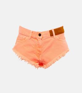 Потертые укороченные джинсовые шорты mid-rise Palm Angels, Orange Fluo