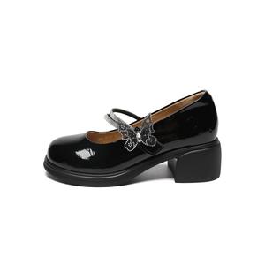 ZHR Мэри Джейн туфли на каблуке 5 см женские черные, цвет Black