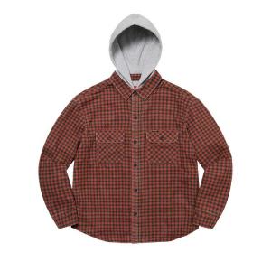 Рубашка Supreme Houndstooth Flannel Hooded Shirt, Red