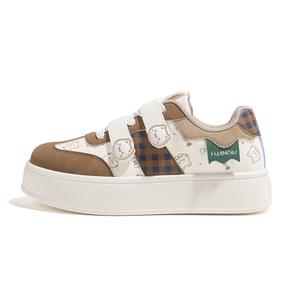 Женские скейтерские кеды низкие износостойкие и легкие из искусственной кожи HUANQIU, бежевый коричневый