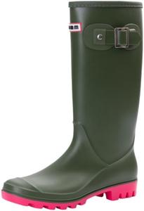 Женские длинные резиновые сапоги на каблуке, с модным ремешком и пряжкой, водонепроницаемые, легко надеваются, противоскользящие для улицы Clolinde, Army Green
