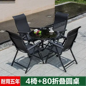 Комплект садовой мебели Green Water: 4 стула, стол круглый черный 80 см