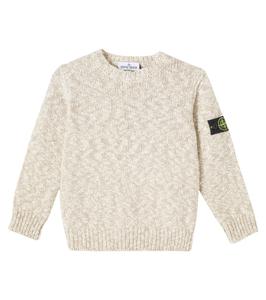 Свитер Compass из смесовой хлопковой ткани Stone Island Junior, Melange Beige