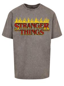 Рубашка F4NT4STIC Stranger Things Fire Logo Men Netflix TV Series, пятнистый серый
