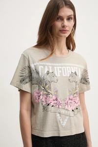 Хлопковая футболка Guess, бежевый