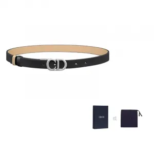 DIOR Женский ремень из телячьей кожи черный шириной 2 см, Black