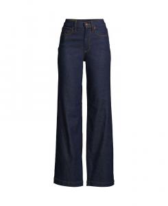 Женские синие джинсы Petite Recover с высокой посадкой и широкими штанинами Lands' End, синий