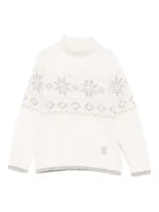 Свитер с узором «снежинки» Eleventy Kids, белый
