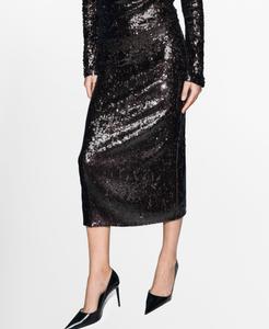 Женская юбка миди с пайетками MANGO, Brown