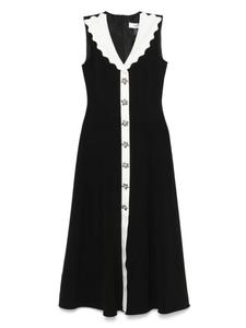 Платье миди с фестончатым воротником NISSA, черный