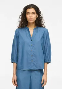 Блузка vinori с рукавами 3/4 и застежкой на пуговицы Vila, Medium Blue Denim