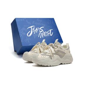 Амортизирующие, износостойкие, нескользящие, низкие, массивные кроссовки для женщин JEANSWEST, Beige Gray