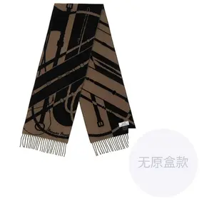 HERMES Вязаный шарф унисекс коричневый, Brown