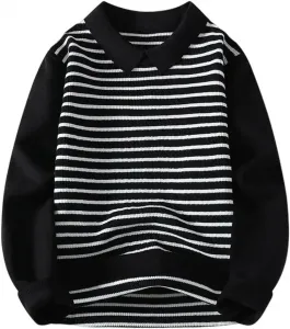 Мужской свитер с длинными рукавами в полоску