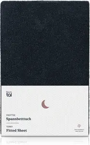 Простыня на резинке Terry 100x200 см - Простыня на резинке из махры для матрасов глубиной до 25 см - Теплая простыня на резинке из махры, цвет: темно-синий океан Blumtal
