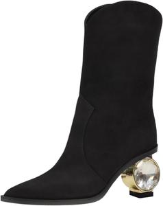 Женские элегантные ботильоны YDN, зауженный закрытый носок, с разрезом V, на пуговицах, со стразами, массивный средний каблук, для вечеринок и повседневной носки, размеры 4-15 US, Black