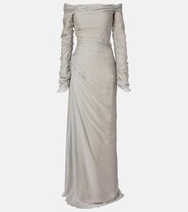 Шелковое платье с открытыми плечами Marmar Halim, Wash Green