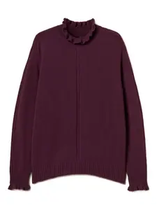 Свитер с оборками на воротнике Twinset, красный