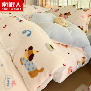 Antarctic Комплект постельного белья 2.0м, 4 предмета: пододеяльник 220x240см, простыня, 2 наволочки, флис, утепленный, цвет Happy Sausage Blue