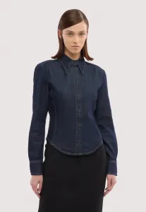 Блузка на пуговицах приталенного кроя в стиле леггеро Trussardi, Blu