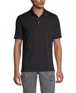 Школьная форма мужская рубашка поло с коротким рукавом однотонная спортивная Lands' End, черный