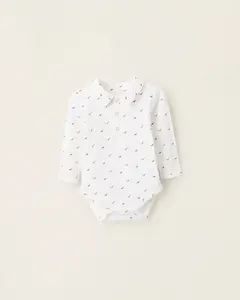 Детское боди для мальчика с длинным рукавом, белое Zippy, белый/бордовый