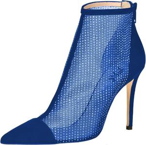 Женские сексуальные сетчатые ботильоны FYS с заостренным носком, высоким каблуком-стилето, прозрачные с задней молнией, для вечеринок, размер 4-15 US, Blue